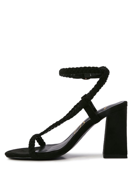 SMOOSH BRAIDED BLOCK HEEL SANDALS - Tigbuls Variety Fashion