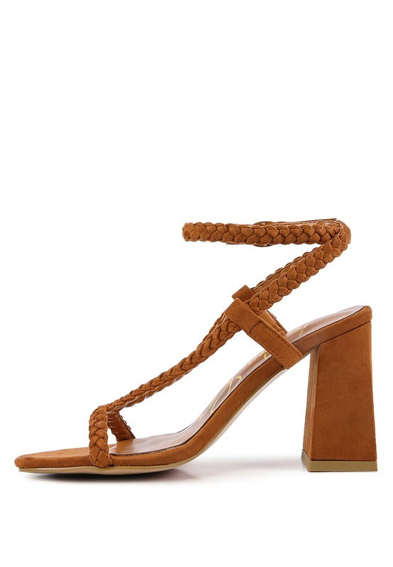 SMOOSH BRAIDED BLOCK HEEL SANDALS - Tigbuls Variety Fashion