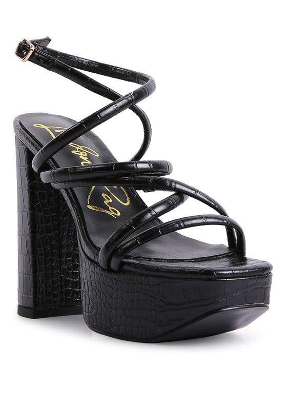 BEAM TIPS STRAPPY PLATFORM CHUNKY HIGH HEELS - Tigbul's Variety Fashion Shop