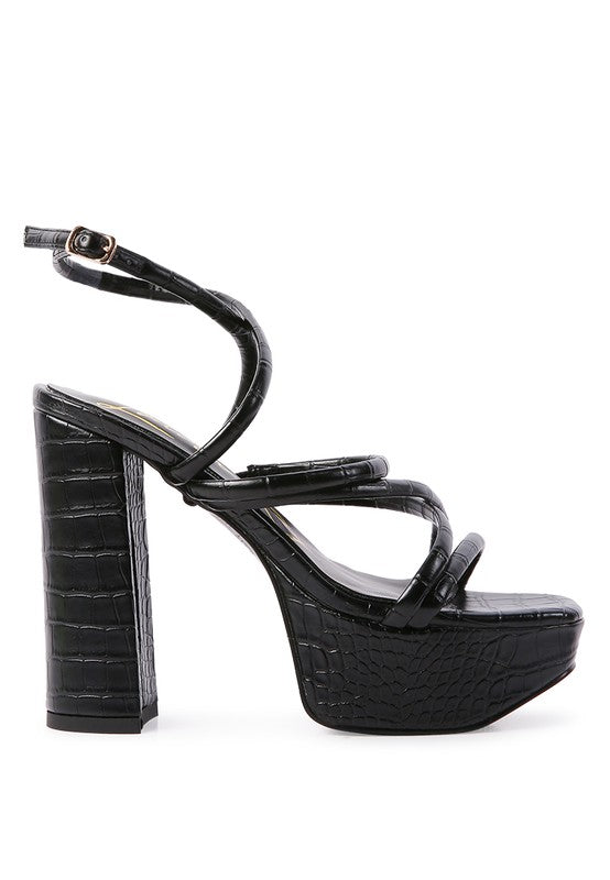 BEAM TIPS STRAPPY PLATFORM CHUNKY HIGH HEELS - Tigbul's Variety Fashion Shop