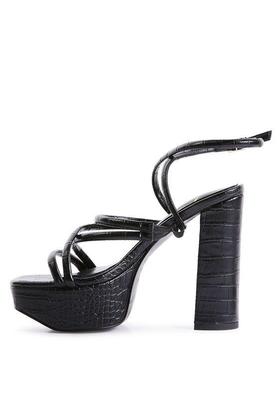 BEAM TIPS STRAPPY PLATFORM CHUNKY HIGH HEELS - Tigbul's Variety Fashion Shop