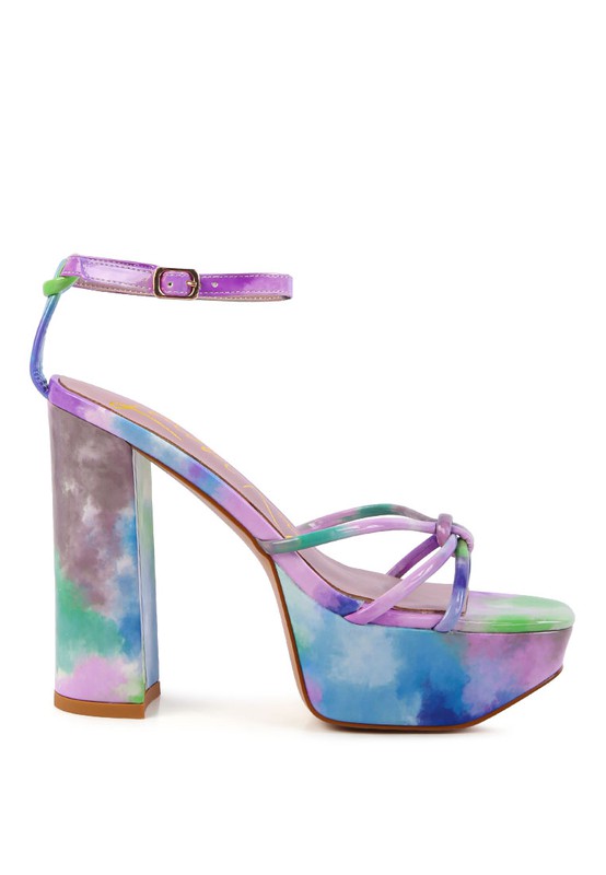 PRISMA TIE-DYE HIGH PLATFORM HEELED SANDALS - Tigbuls Variety Fashion