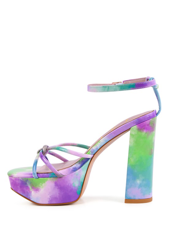 PRISMA TIE-DYE HIGH PLATFORM HEELED SANDALS - Tigbuls Variety Fashion