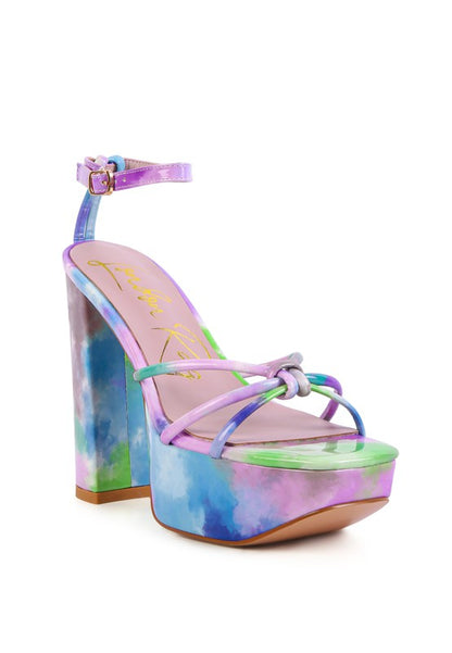 PRISMA TIE-DYE HIGH PLATFORM HEELED SANDALS - Tigbuls Variety Fashion