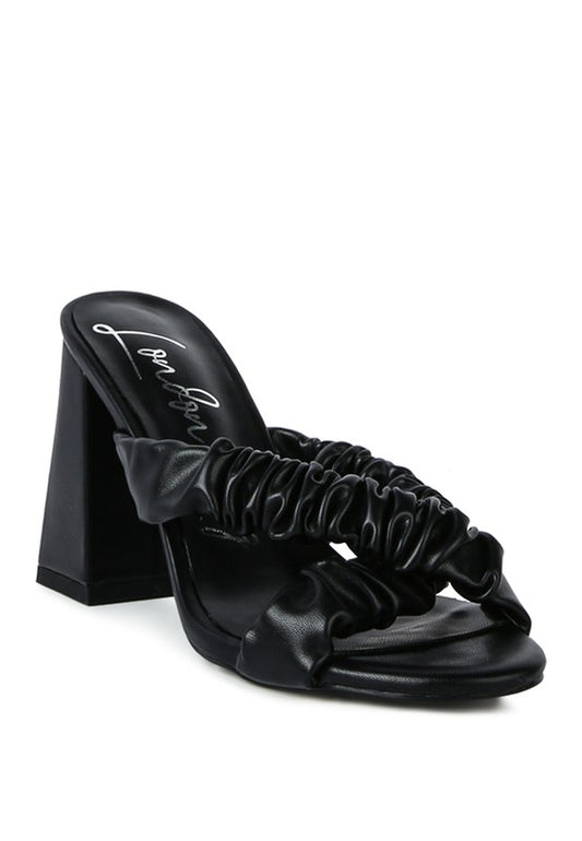 PAGE 3 SCRUNCHIE STRAP BLOCK SANDALS - Tigbul's Variety Fashion Shop