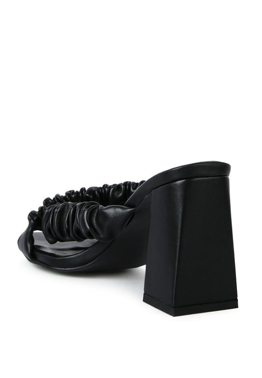 PAGE 3 SCRUNCHIE STRAP BLOCK SANDALS - Tigbul's Variety Fashion Shop