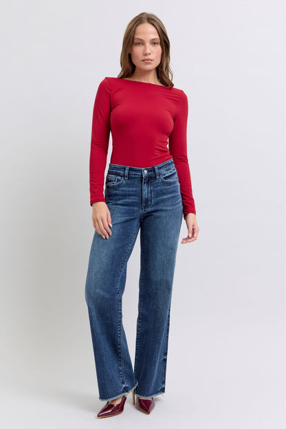 Judy Blue Full Size Raw Hem Mid Rise Jeans - Tigbul's Variety Fashion Shop