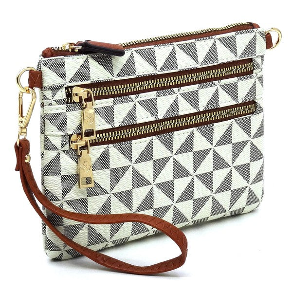 Monogramme Multi-Zip Clutch Crossbody mit Schulterriemen und Zippern, Musterbesatz oben
