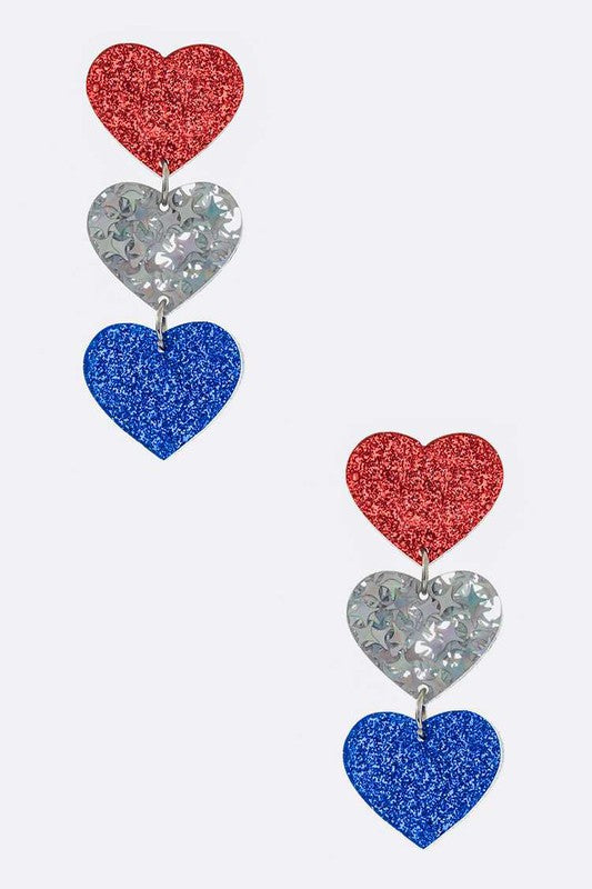 Patriot Color Glitter Star Drop Earrings - Tigbul's Variety Fashion Shop