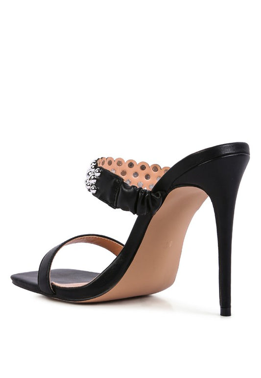 Bandy Stieletto Heel Metal Stud Sandals - Tigbul's Variety Fashion Shop