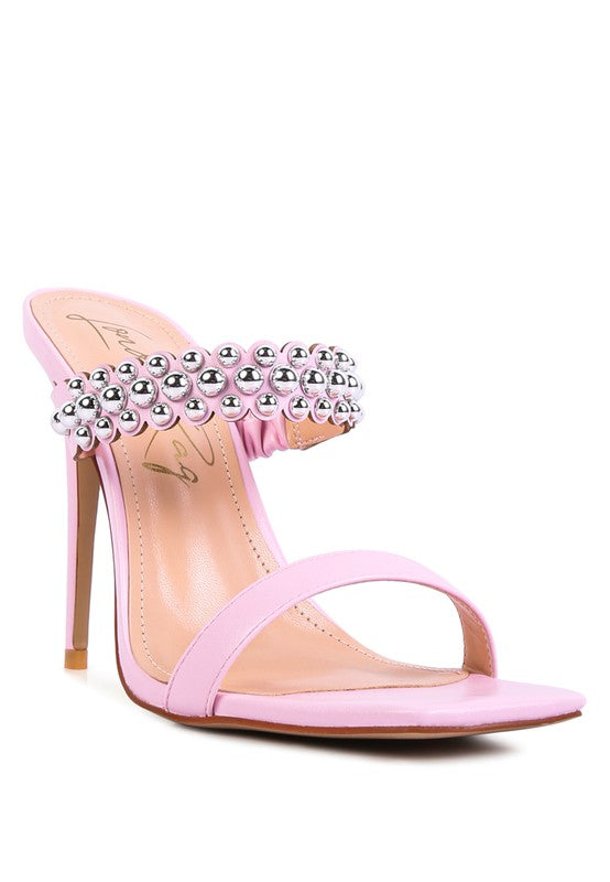 Bandy Stieletto Heel Metal Stud Sandals - Tigbul's Variety Fashion Shop