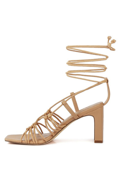 STRINGS ATTACH BRAIDED TIE UP BLOCK HEELED SANDAL - Tigbuls Variety Fashion