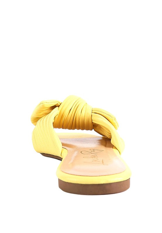 Little Jane Textured Bow Yellow Slider Flats - Tigbul's Variety Fashion Shop