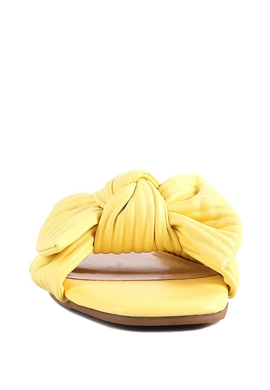 Little Jane Textured Bow Yellow Slider Flats - Tigbul's Variety Fashion Shop