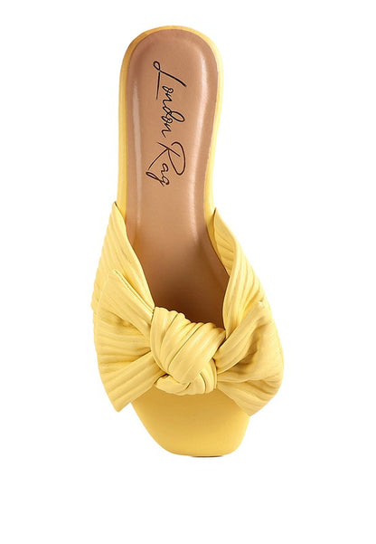 Little Jane Textured Yellow Bow Slider Flats - Tigbul's Variety Fashion Shop