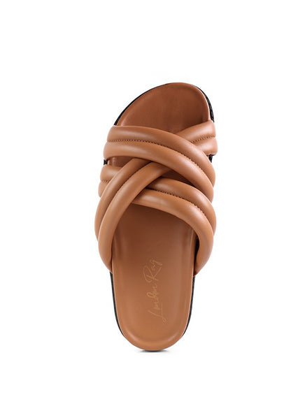 TORA QUILTED STRAP SLIDER FLATS - Tigbuls Variety Fashion