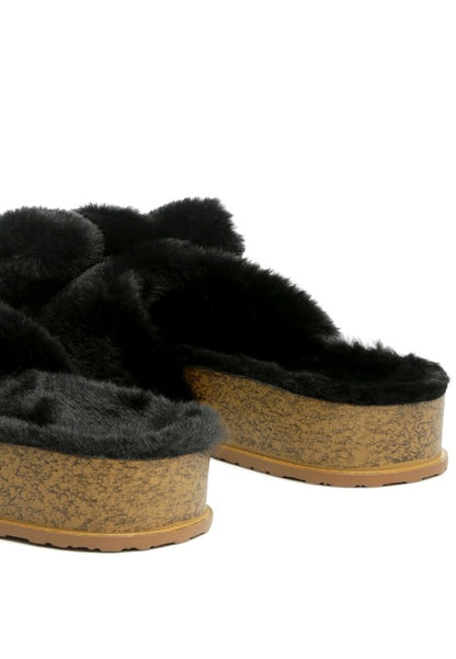 FUZZ BOW FUR FLATS - Tigbuls Variety Fashion