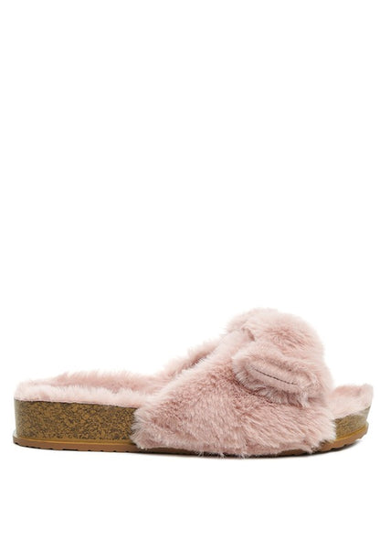 FUZZ BOW FUR FLATS - Tigbuls Variety Fashion