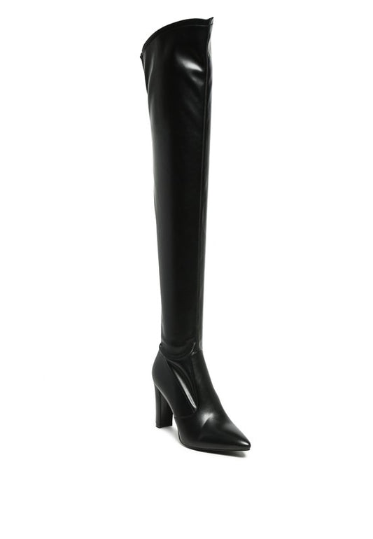 ZADE THIGH HIGH LONG BOOTS IN STRETCH PATENT PU - Tigbul's Variety Fashion Shop