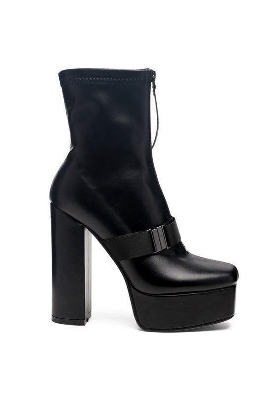 Women's Boomer Chunky High Block Heel Platform Boots - Tigbuls Variety Fashion