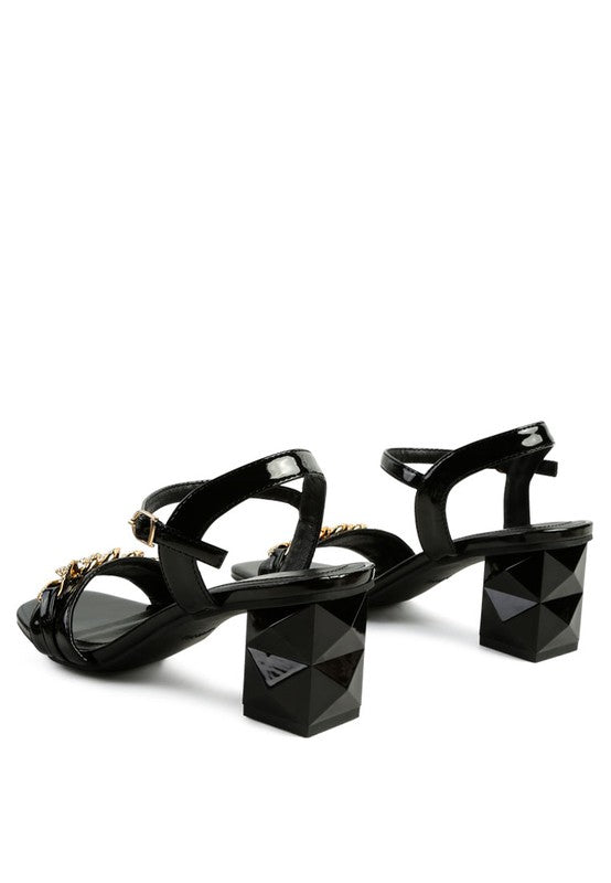 ILLUSION GEOMETRIC CUT DIAMANTE CHAIN SANDAL - Tigbuls Variety Fashion