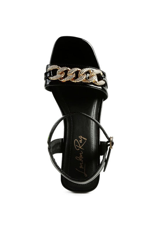 ILLUSION GEOMETRIC CUT DIAMANTE CHAIN SANDAL - Tigbuls Variety Fashion