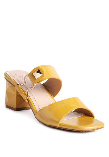 HOOKUP GEOMETRIC CUT BLOCK HEEL SLIDES - Tigbuls Variety Fashion