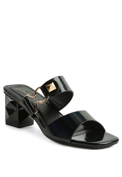 HOOKUP GEOMETRIC CUT BLOCK HEEL SLIDES - Tigbuls Variety Fashion