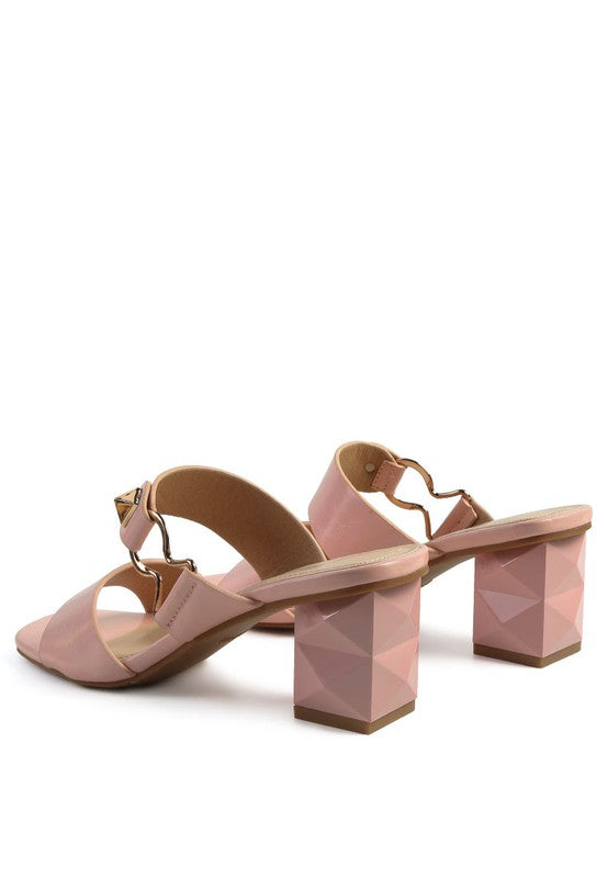 HOOKUP GEOMETRIC CUT BLOCK HEEL SLIDES - Tigbuls Variety Fashion