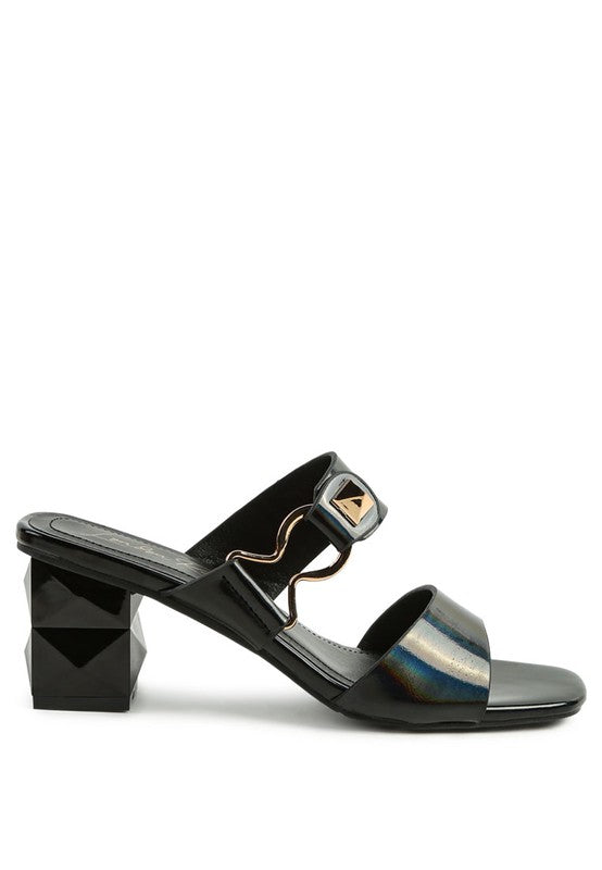 HOOKUP GEOMETRIC CUT BLOCK HEEL SLIDES - Tigbuls Variety Fashion