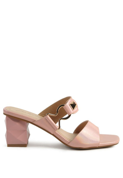 HOOKUP GEOMETRIC CUT BLOCK HEEL SLIDES - Tigbuls Variety Fashion