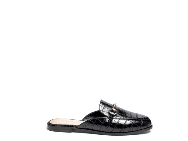 BEGONIA BUCKLED FAUX LEATHER CROC MULES - Tigbuls Variety Fashion