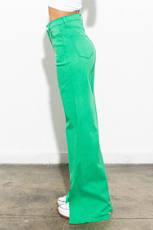 Front Slit Wide Leg Tencel Pants - Tigbuls Variety Fashion