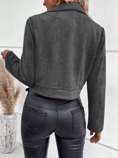 Suede Moto Jacket with Zip Detail - Tigbul's Variety Fashion Shop