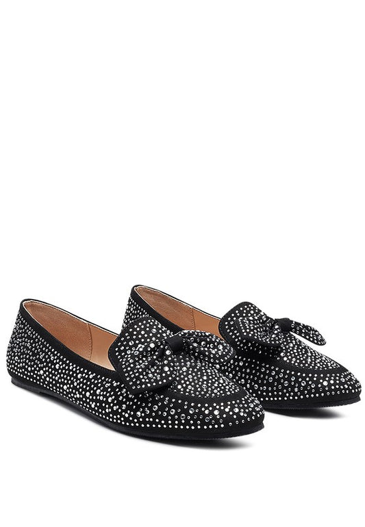 Sizes 5 & 8 Dewdrops Embellished Casual Bow Loafers - Tigbuls Variety Fashion