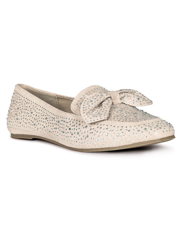 Sizes 5 & 8 Dewdrops Embellished Casual Bow Loafers - Tigbuls Variety Fashion