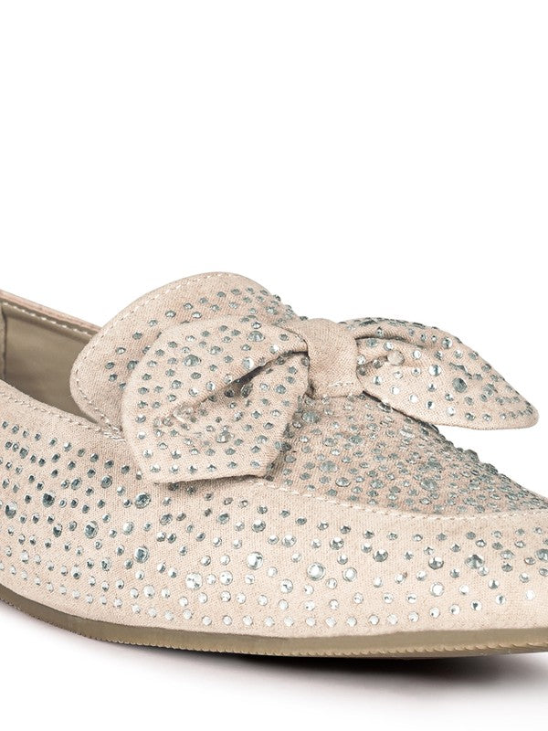 Sizes 5 & 8 Dewdrops Embellished Casual Bow Loafers - Tigbuls Variety Fashion