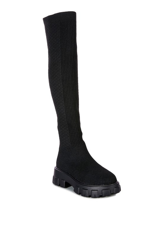 LORO Stretch Knit Knee High Boots - Tigbuls Variety Fashion