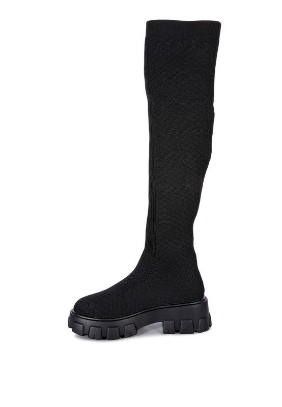 LORO Stretch Knit Knee High Boots - Tigbuls Variety Fashion