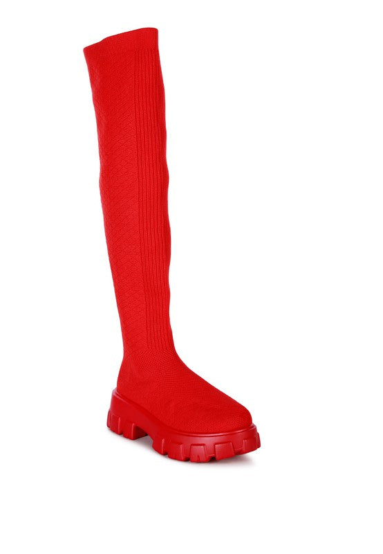 LORO Stretch Knit Knee High Boots - Tigbuls Variety Fashion