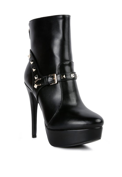 DEJANG Metal Stud faux Leather Ankle Boot - Tigbuls Variety Fashion