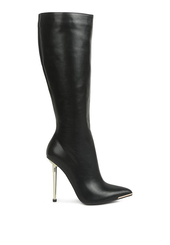 HALE Faux Leather Pointed Heel Calf Boots - Tigbuls Variety Fashion