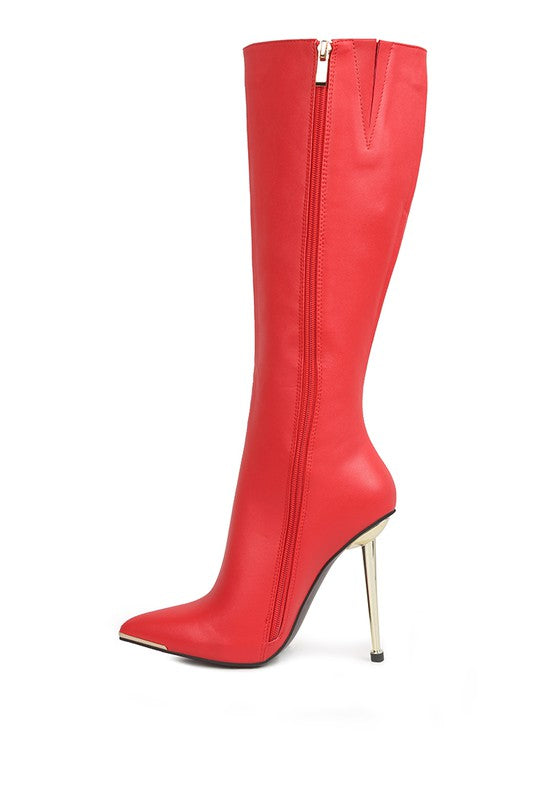 HALE Faux Leather Pointed Heel Calf Boots - Tigbuls Variety Fashion