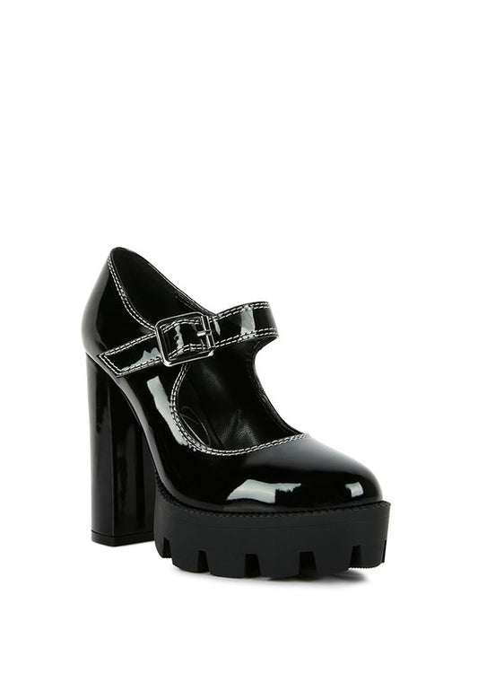 MILLENIAL BUG Patent High Heeled Mary Jane Shoes - Tigbul's Variety Fashion Shop