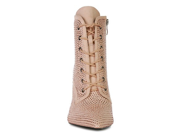 HEAD ON Faux Suede Diamante Ankle Boots - Tigbul's Variety Fashion Shop