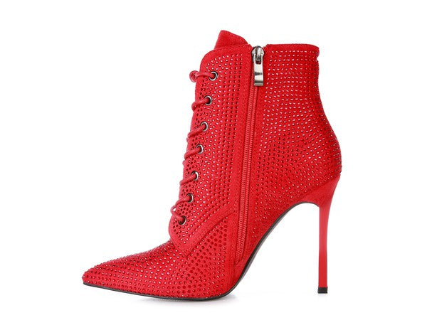 HEAD ON Faux Suede Diamante Ankle Boots - Tigbul's Variety Fashion Shop