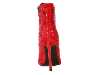 HEAD ON Faux Suede Diamante Ankle Boots - Tigbul's Variety Fashion Shop