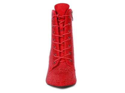 HEAD ON Faux Suede Diamante Ankle Boots - Tigbul's Variety Fashion Shop