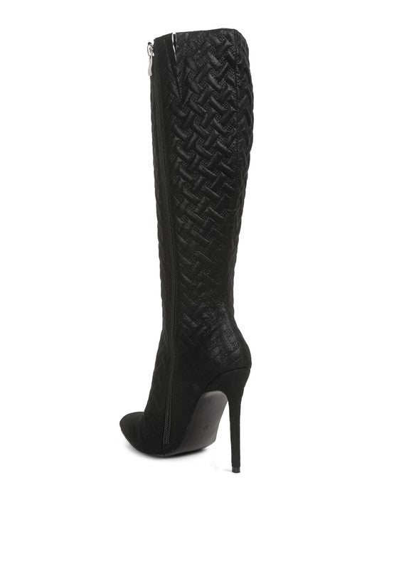 Tinkles Quilted High Heeled Calf Boots - Tigbuls Variety Fashion