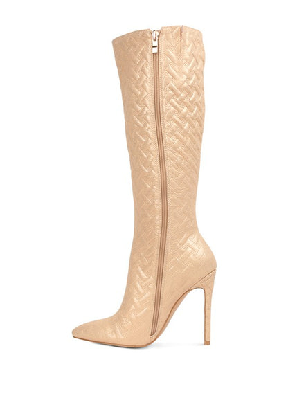 Tinkles Quilted High Heeled Calf Boots - Tigbuls Variety Fashion